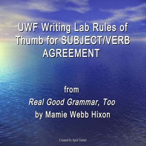 Subject verb agreement 2 | PPT