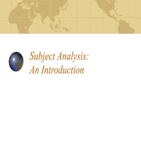 Subject analysis, an introduction