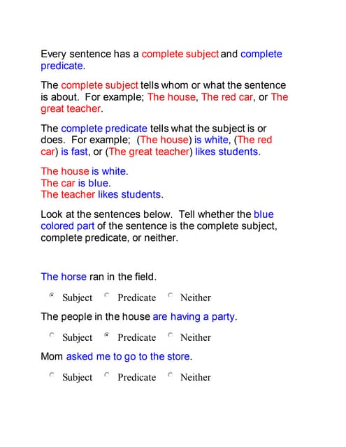 Subject and predicate