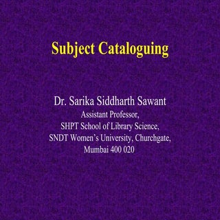 Subject cataloguing