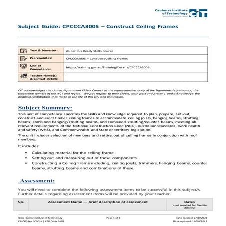 Subject Guide-Construct Ceiling Frames