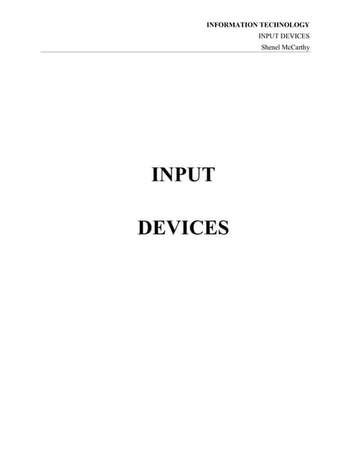 Input Devices | PDF