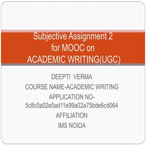 Subjective assignment 2 for mooc on aw