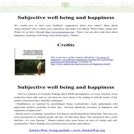 Subjective well being happiness | PDF