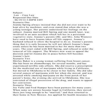 Subject Law – Case LawRequested Due Date 061914 500PM EDT.docx