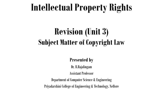 Subject matter of copyright law