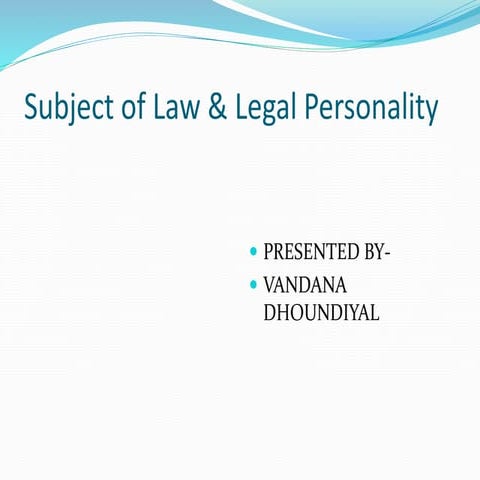 Subject of  International law & legal personality