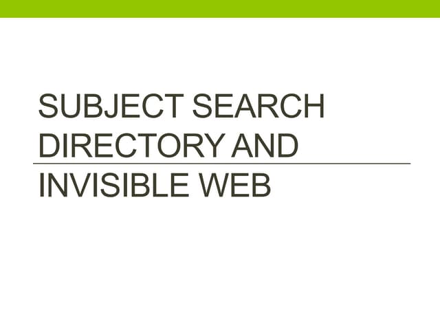 Subject search directory and