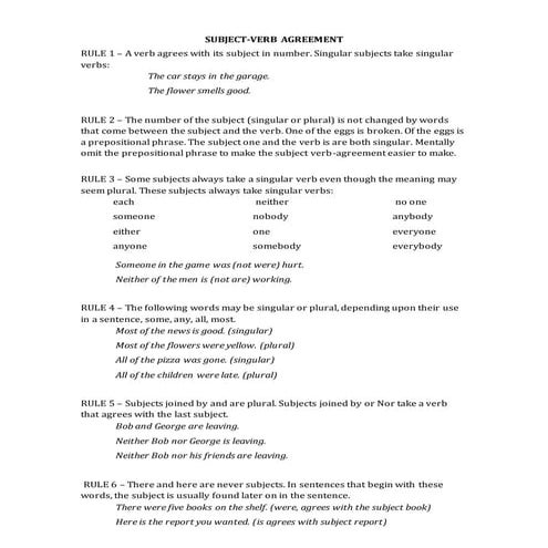 Subject-Verb Agreement