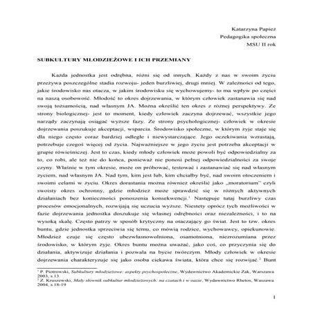 Subkultury i ich przemiany