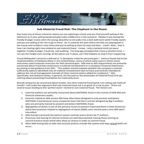 Sub Material Fraud Risk White Paper
