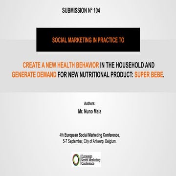 Social Marketing in practice to create a new health behavior in the household...