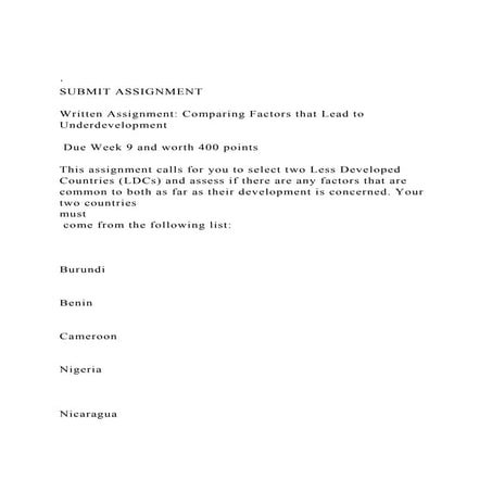 · SUBMIT ASSIGNMENTWritten Assignment Comparing Factors t