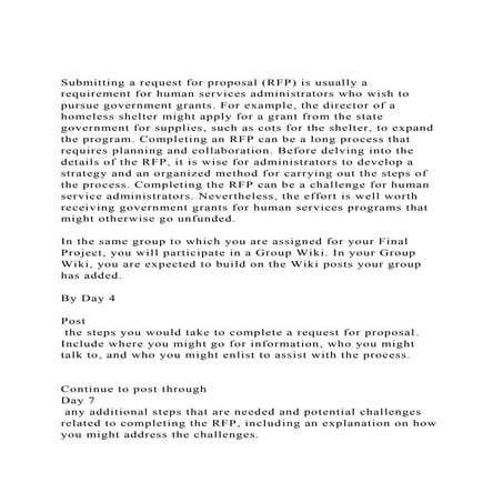 Submitting a request for proposal (RFP) is usually a requirement.docx