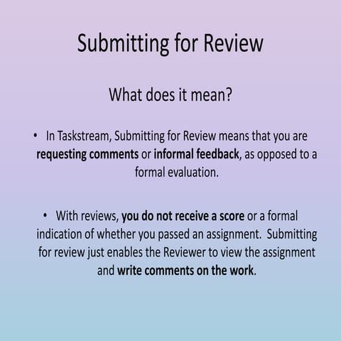 Submitting for review