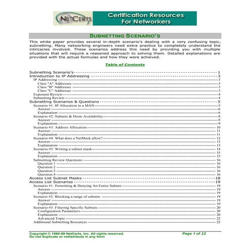 Subnetting scenarios