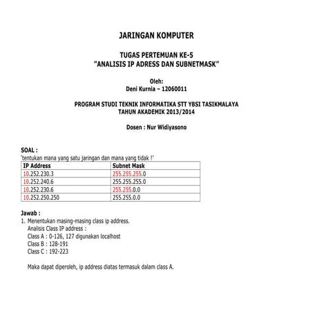 Membedakan Jaringan dengan Pengalamatan IP Address dan Subnetmask