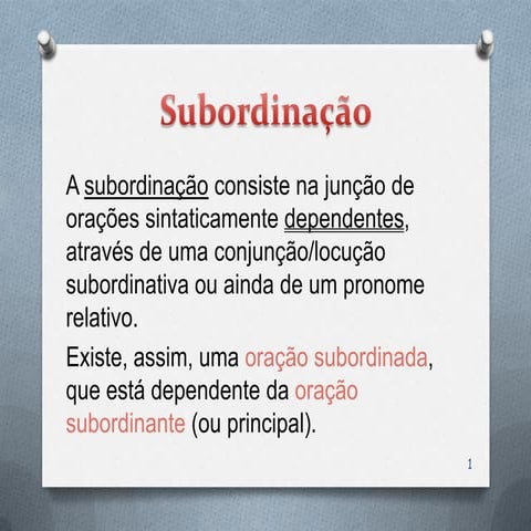 Subordinação-8.º ano | PPTX