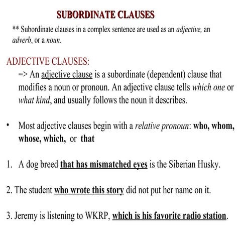 Subordinate clauses