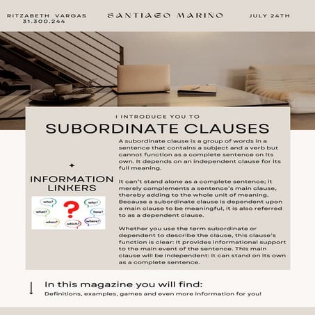 Subordinate Clauses presentation by Ritzabeth Vargas