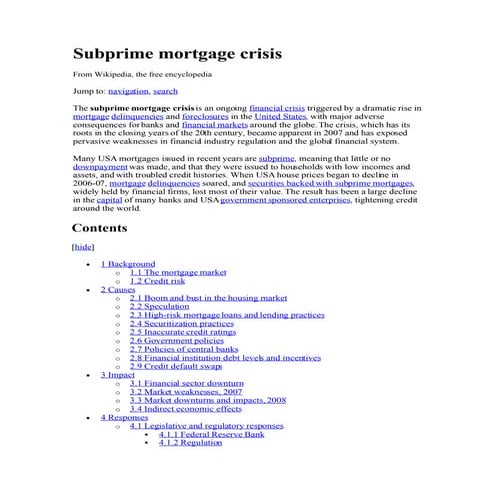 Subprime crisis