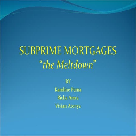 UBS & Subprime Mortgage Crises
