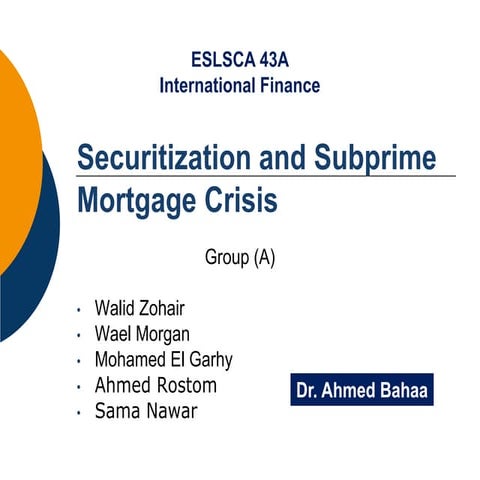 Subprime Mortgage Crisis & Securitization 19 jan-2014 - v 01.00.05