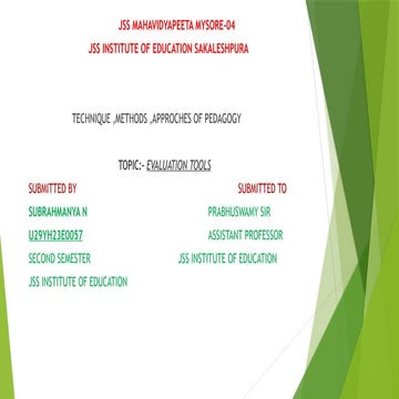 Evaluation tools (oral test, PPT, Achievement test....etc)