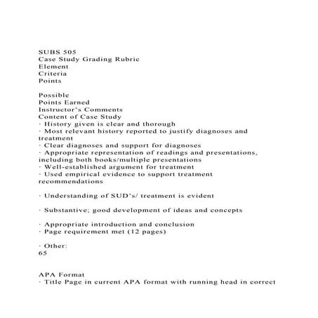 SUBS 505Case Study Grading RubricElementCriteriaPoints.docx