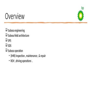 Subsea Operations and Technologies Overview