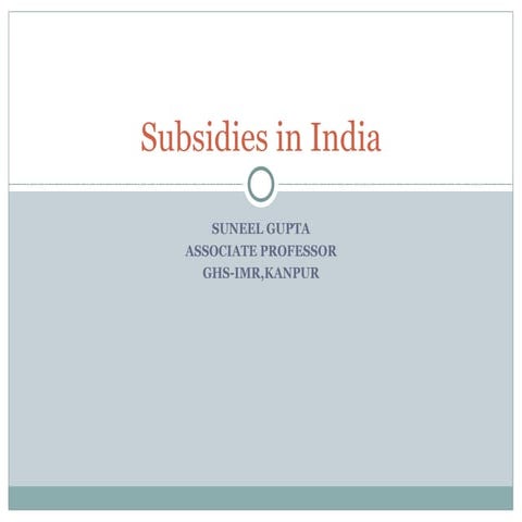 Subsidies In India