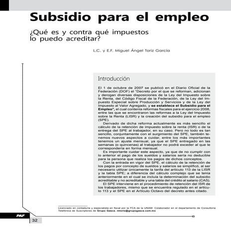 Subsidio para el empleo. qué es y contra qué impuestos lo puedo ...
