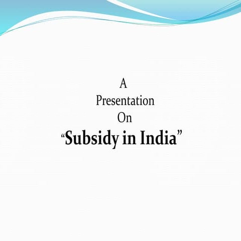 Subsidy in india