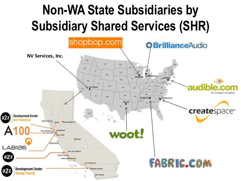 Map of Amazon US Subsidiaries