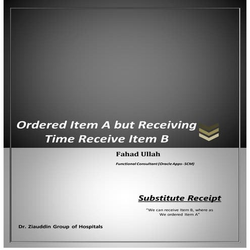 Substitute Receipt (Oracle-Purchasing R12.2.0)