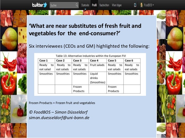 Near substitutes of fresh fruit and vegetables