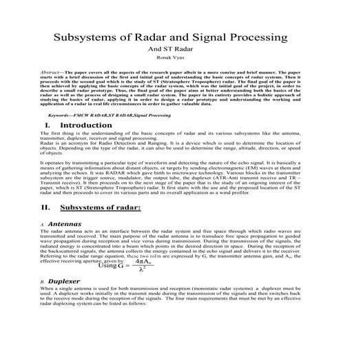 Subsystems of radar and signal processing 