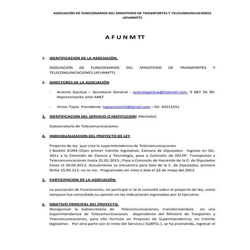 Minuta sobre el Proyecto de Ley que crea la creación de la Superintendencia d...