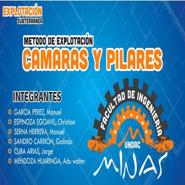 Metodos de Explotación por Camaras y Pilares ( Room and Pillar)