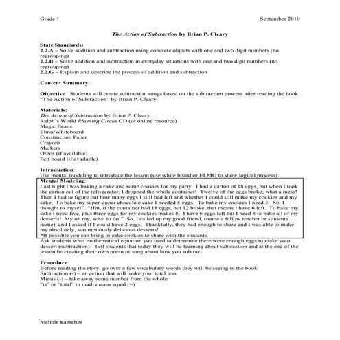 Subtraction lesson plan2