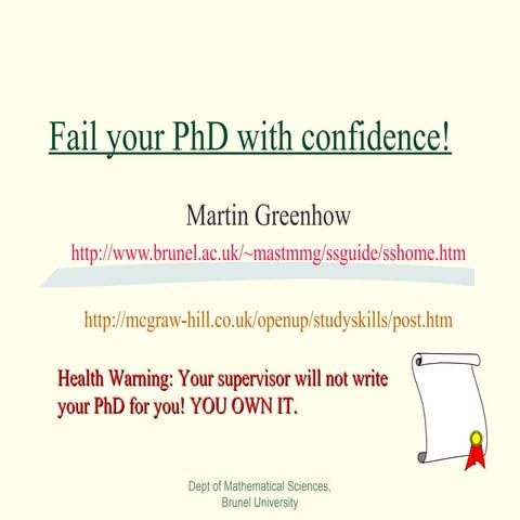 Succeed your phd with confidence