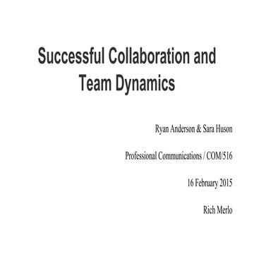 Successful collaboration and team dynamics