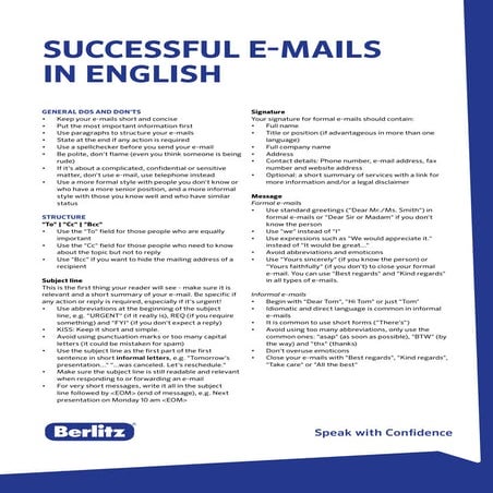 Berlitz Tip - Successful E-Mails in English