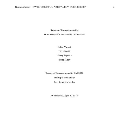 Successful family business final paper