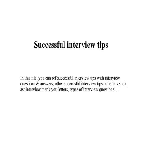 Successful interview tips