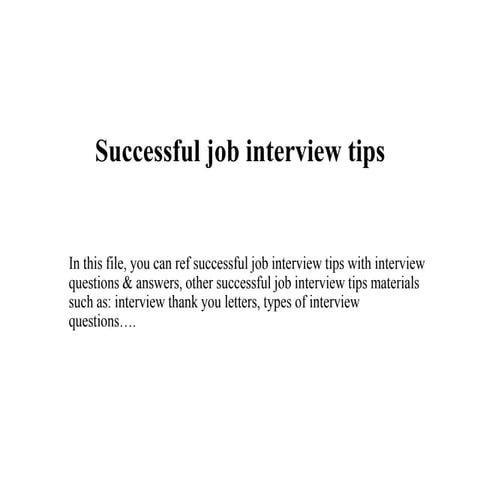 Successful job interview tips