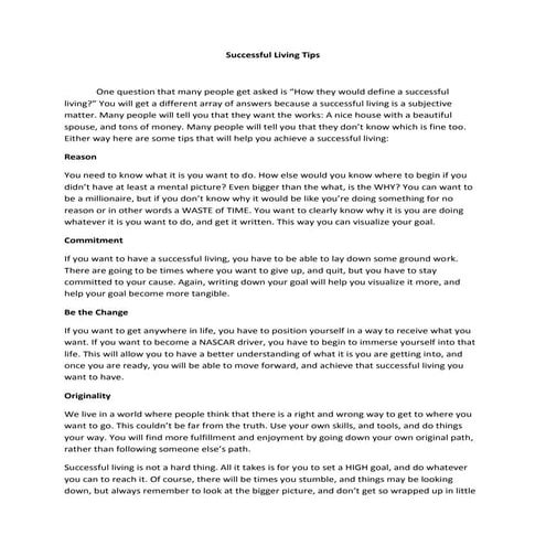 Successful living tips