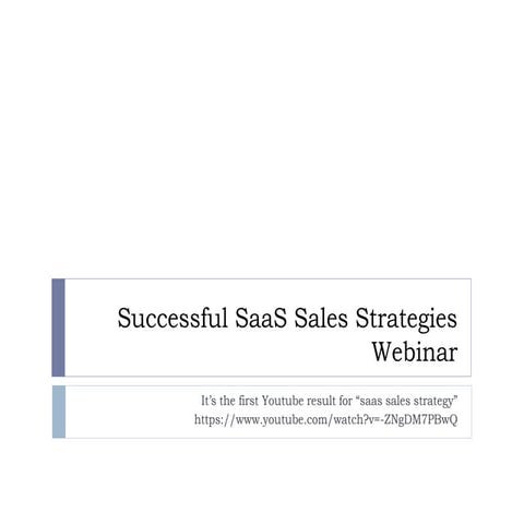 Successfull SaaS sales strategy
