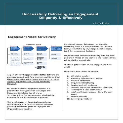 Successfully delivering an engagement