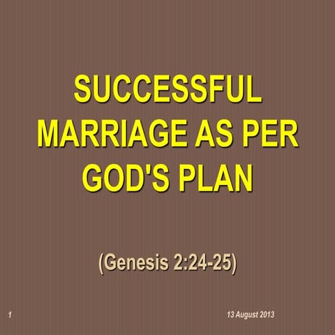 Successful Marriage as per God's Plan